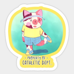 Retro Exercise Cat Pun - Property of Cathletic Department Sticker